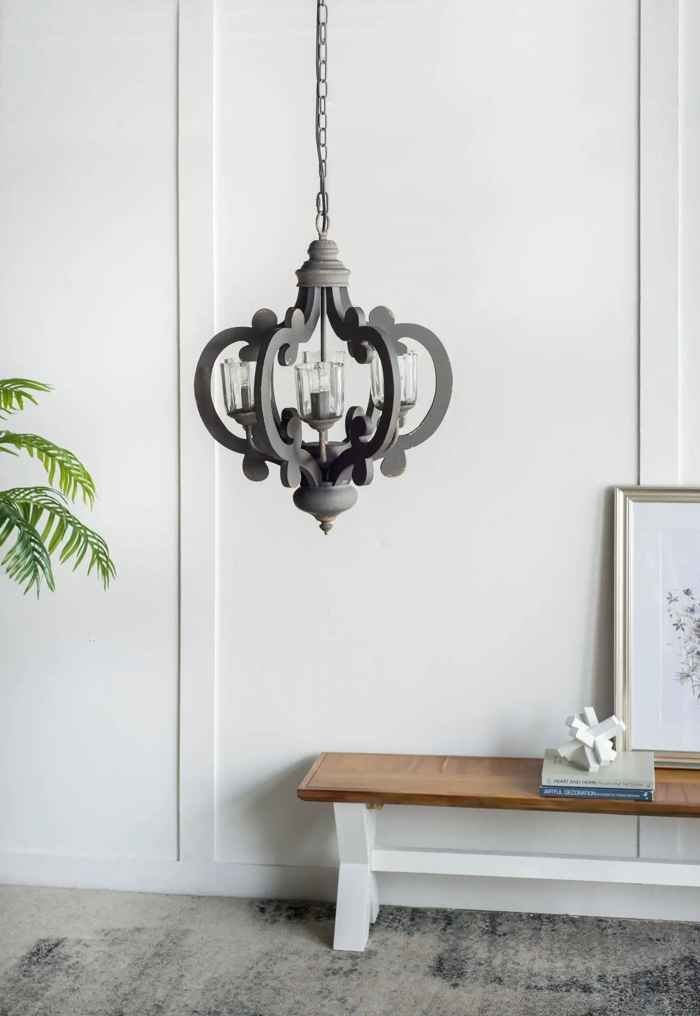 Farmhouse Chandelier, 6 Light Wood Chandelier Pendant Light Fixture With Adjustable Chain For Dining Room Living Room Entryway, Bulb Not Included by HouseOfZazla