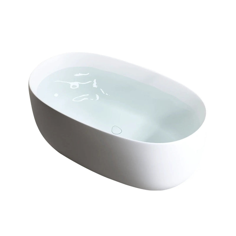 Independent Solid Surface Resin Stone Bathtub, A Modern Designed Independent Bathtub With Pop-Up Drainage And Overflow Pipes, Suitable For Small Households - Matte White by HouseOfZazla