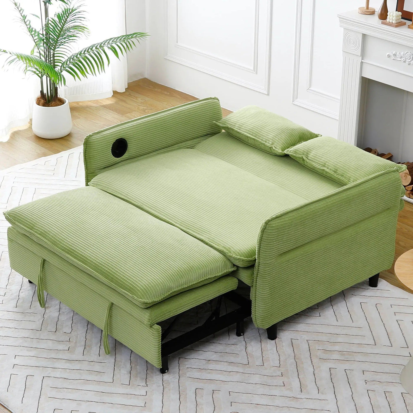 Modern Fabric Multi-Functional Sofa Bed With Adjustable Armrests And Backrests by Unique Piece Furniture