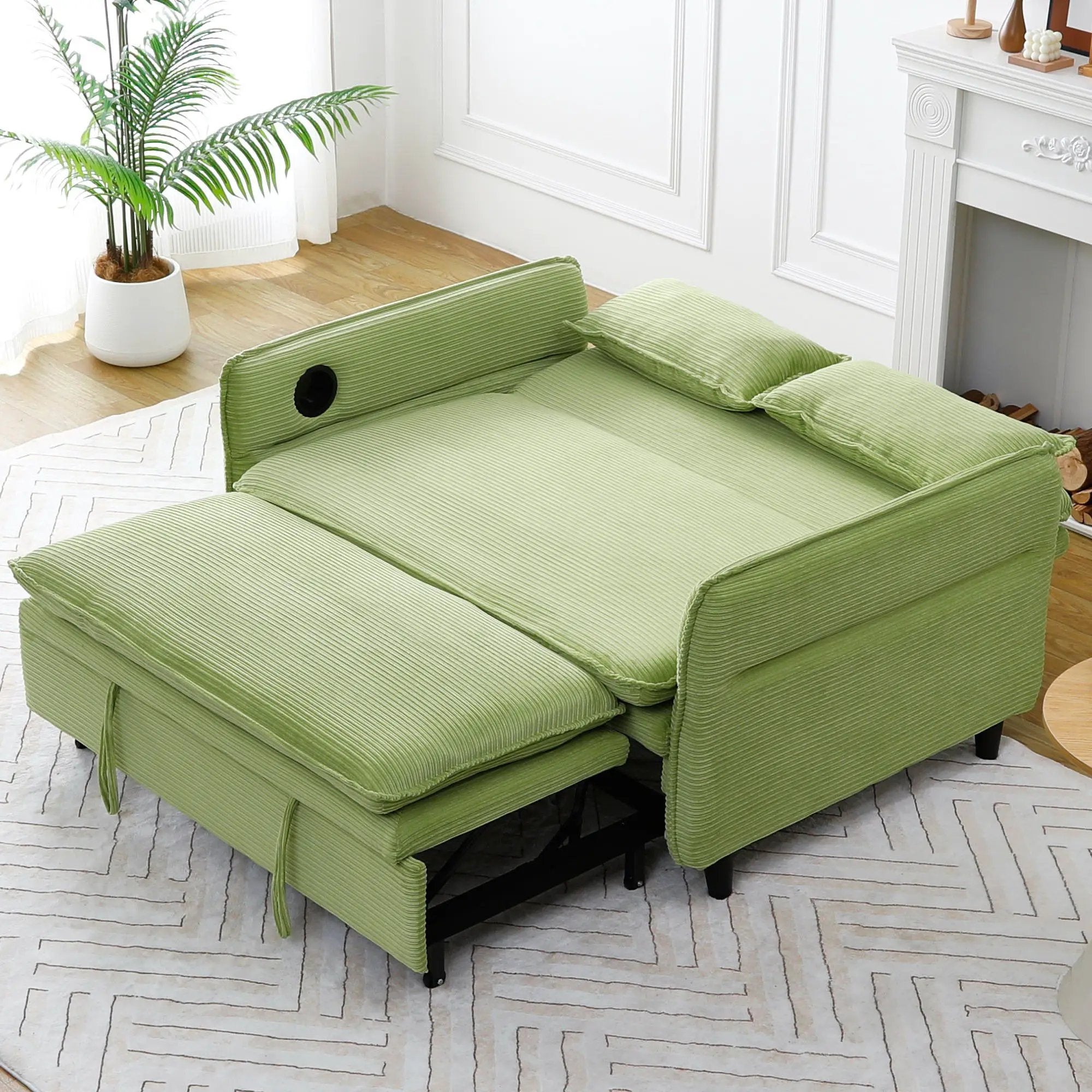 Modern Fabric Multi-Functional Sofa Bed With Adjustable Armrests And Backrests by Unique Piece Furniture