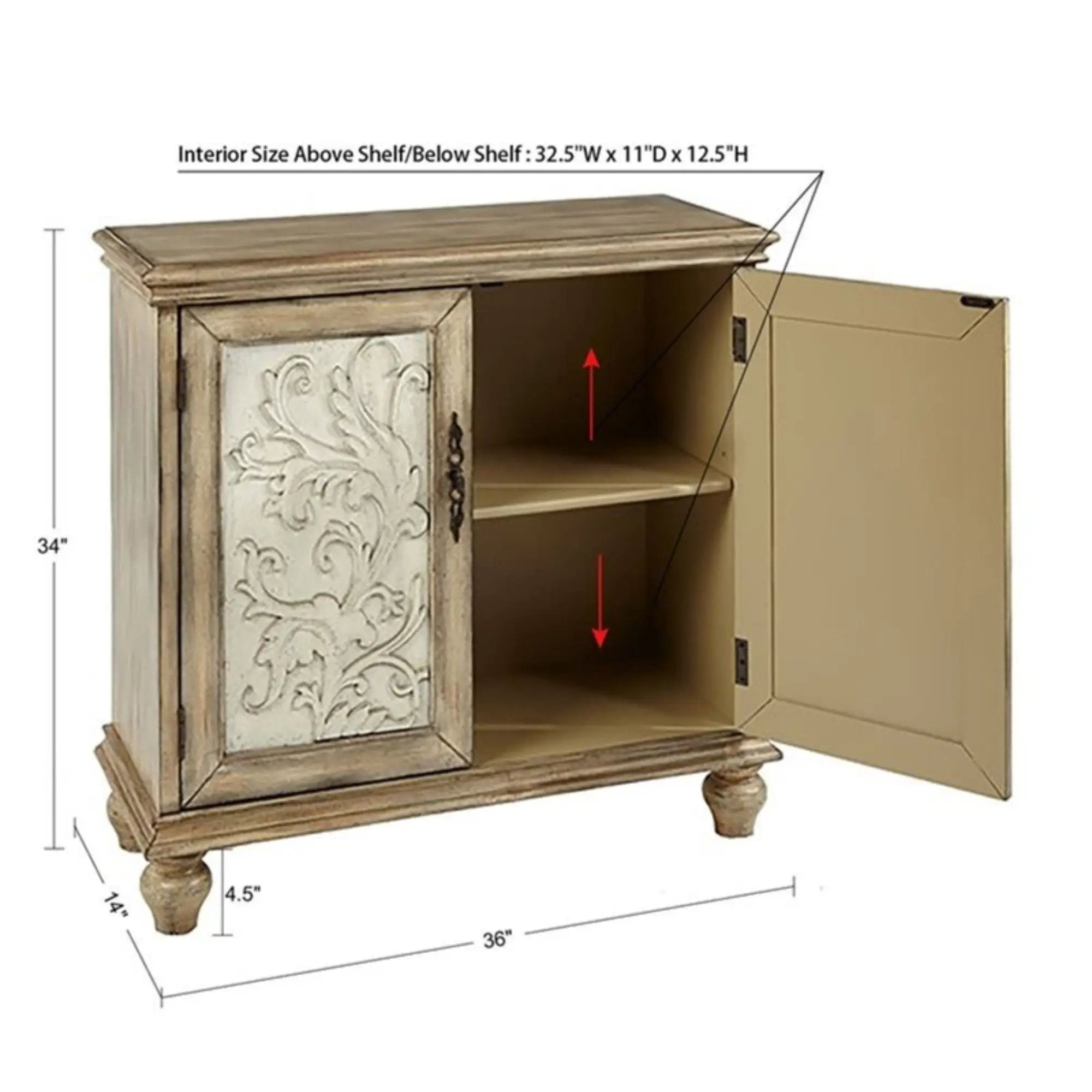 Driscoll - 2 Door Cabinet With Floral Design - Reclaimed Natural by Unique Piece Furniture