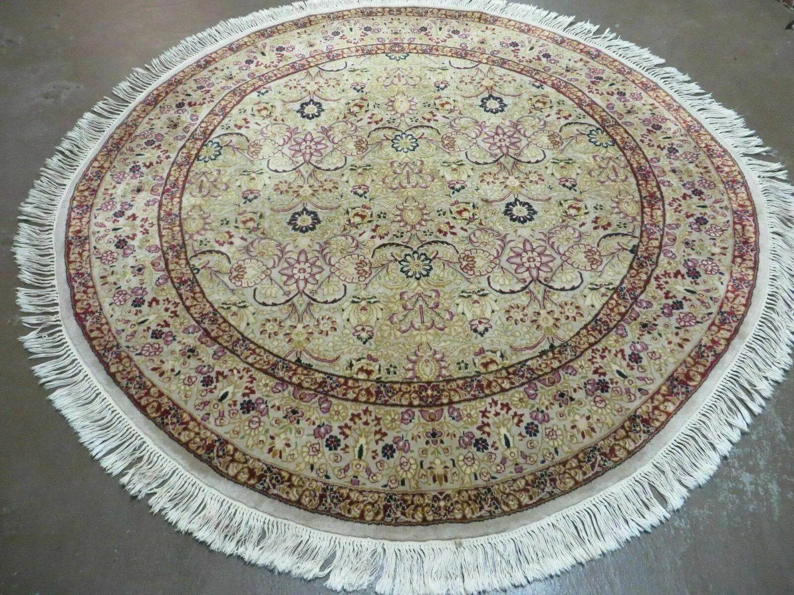 6' Handmade Fine Indian Wool Rug Carpet Round Silk Accent Beauty by Jewel Rugs