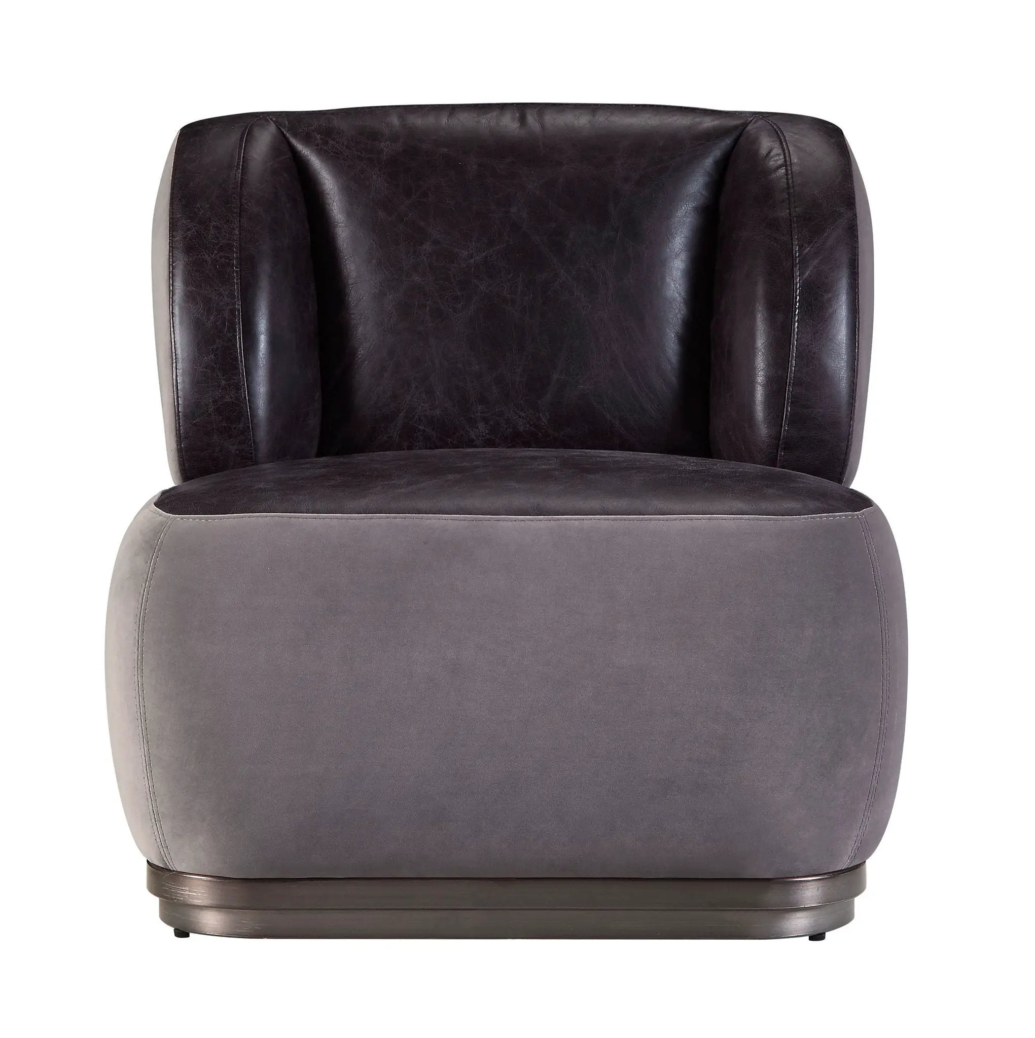 Decapree - Accent Chair - Antique Slate Top Grain Leather & Gray Velvet by Unique Piece Furniture