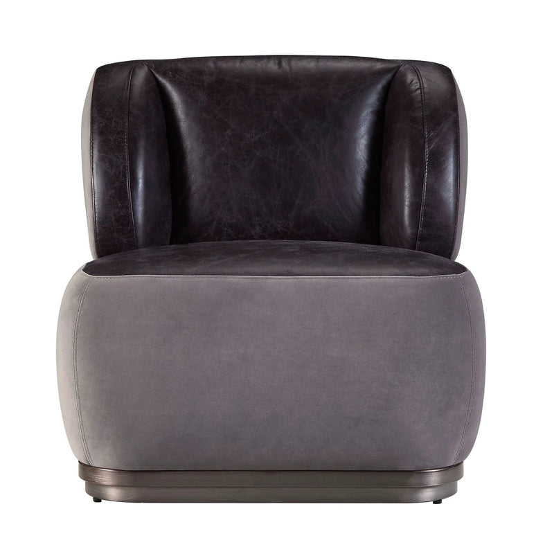 Decapree - Accent Chair - Antique Slate Top Grain Leather & Gray Velvet by Unique Piece Furniture