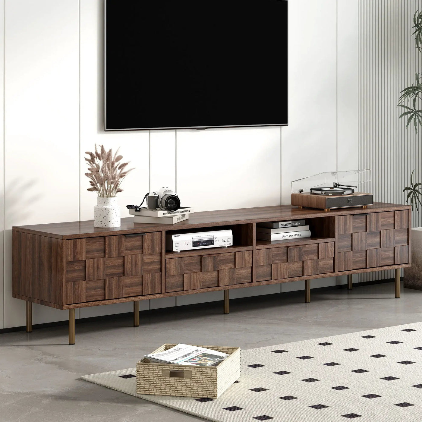 TV Stand With 2 Drawers, Media Console Table, Storage Cabinet With Cable Management by Unique Piece Furniture