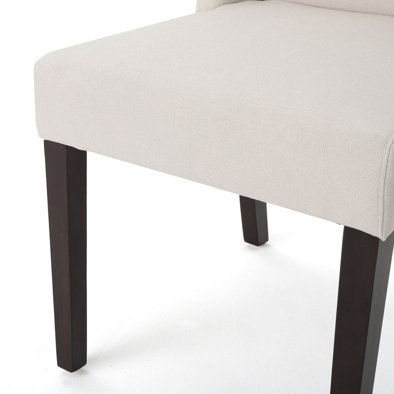 Modern Wingback Dining Chair (Set of 2) With Upholstered - Ivory by HouseOfZazla