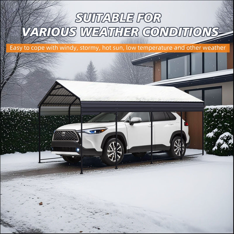 Heavy Duty Carport With Galvanized Roof And Enhanced Base - Anthracite by HouseOfZazla