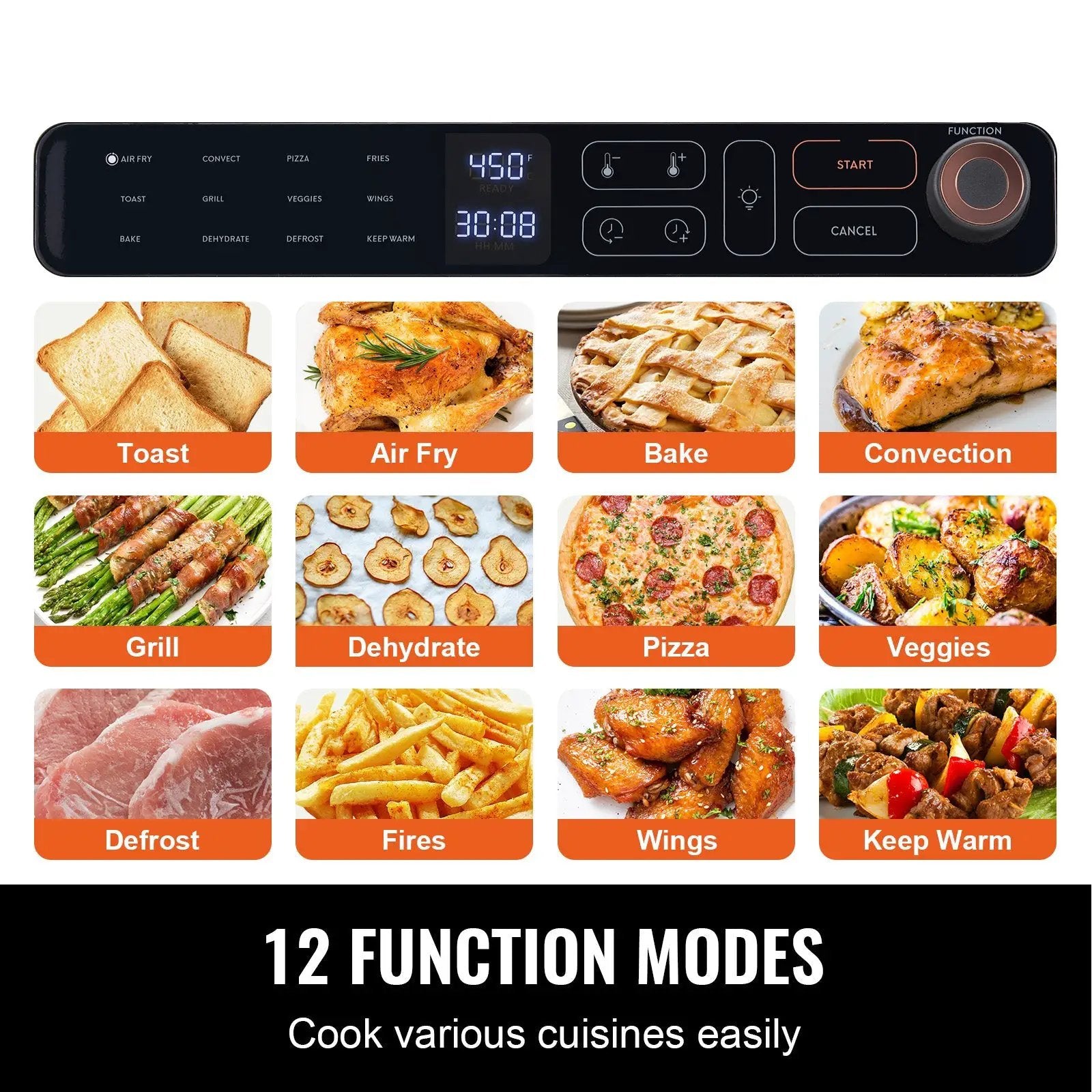 12-in-1 Air Fryer Toaster Oven 25L Stainless Steel 1700W by HouseOfZazla