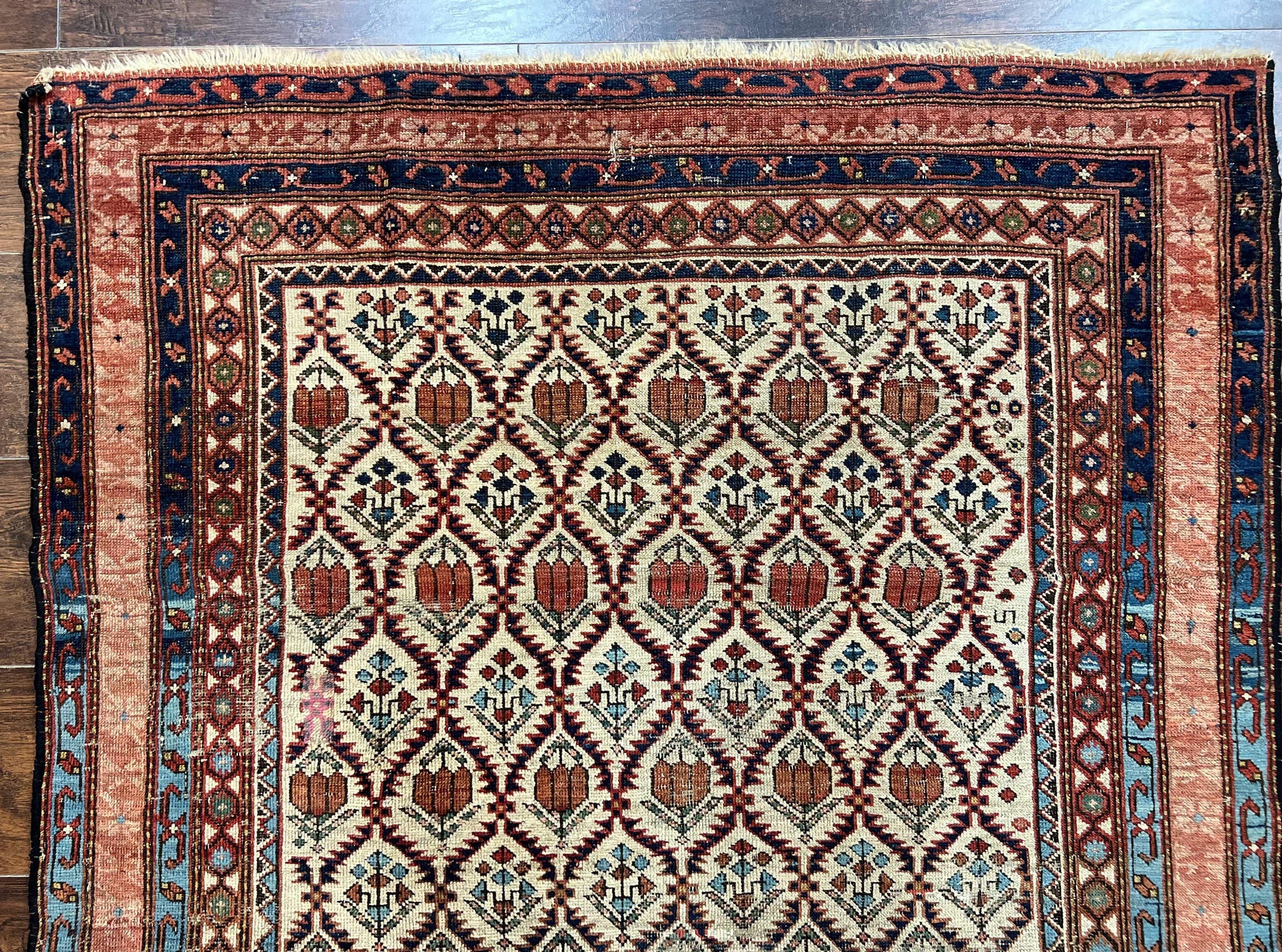Antique Caucasian Rug 4x6, Hand Knotted Wool Carpet, Shirvan Rug by Jewel Rugs