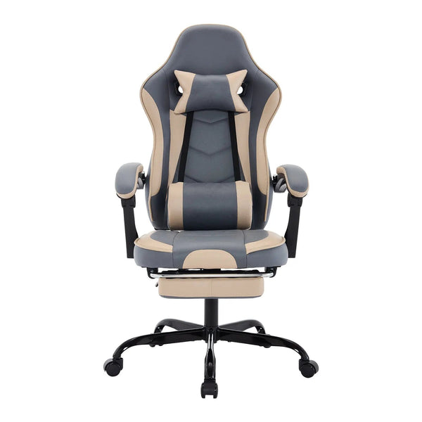 Gaming Chair with Footrest and Massage Lumbar Support
