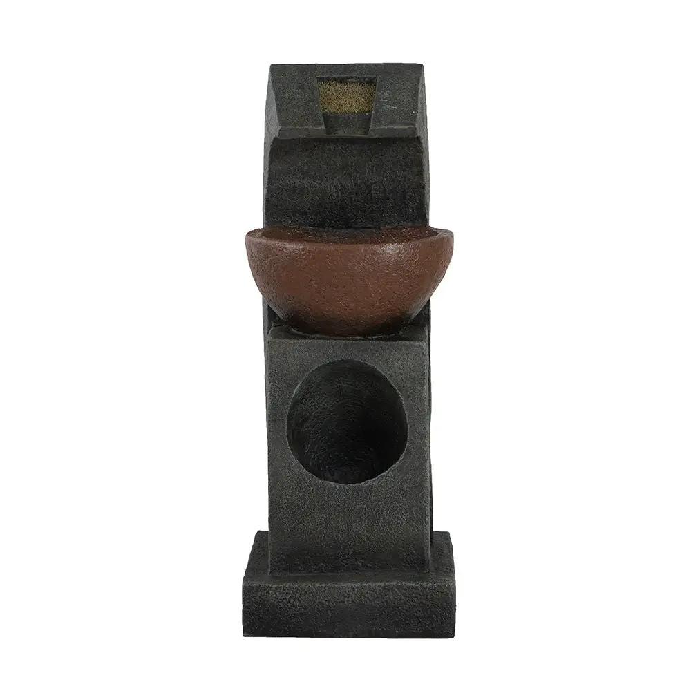 Sculptural Water Fountain With Bowl Basin, With Light And Pump, For Indoor And Outdoor - Brown / Black by Unique Piece Furniture