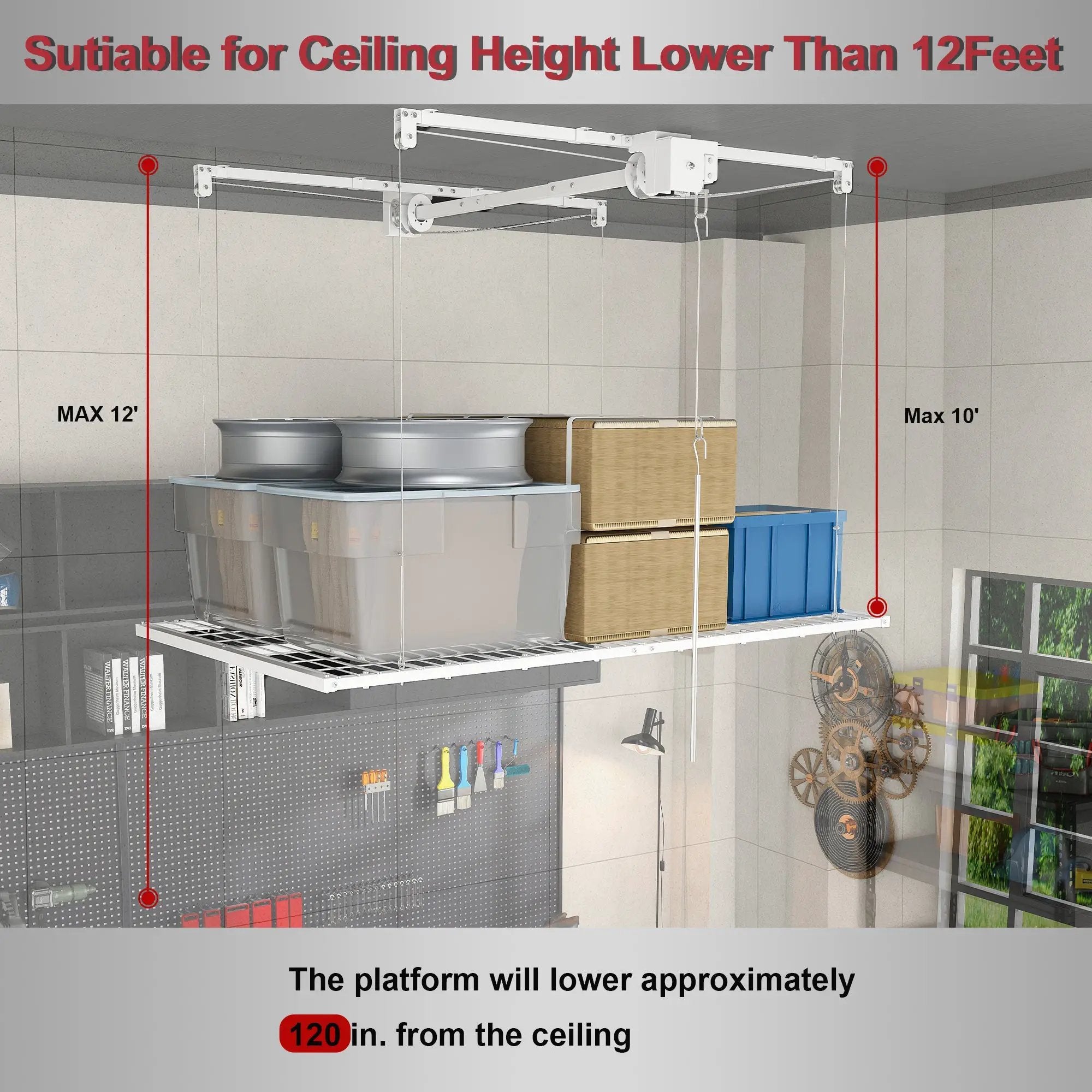 Overhead Garage Storage Rack - 4x8 FT by HouseOfZazla