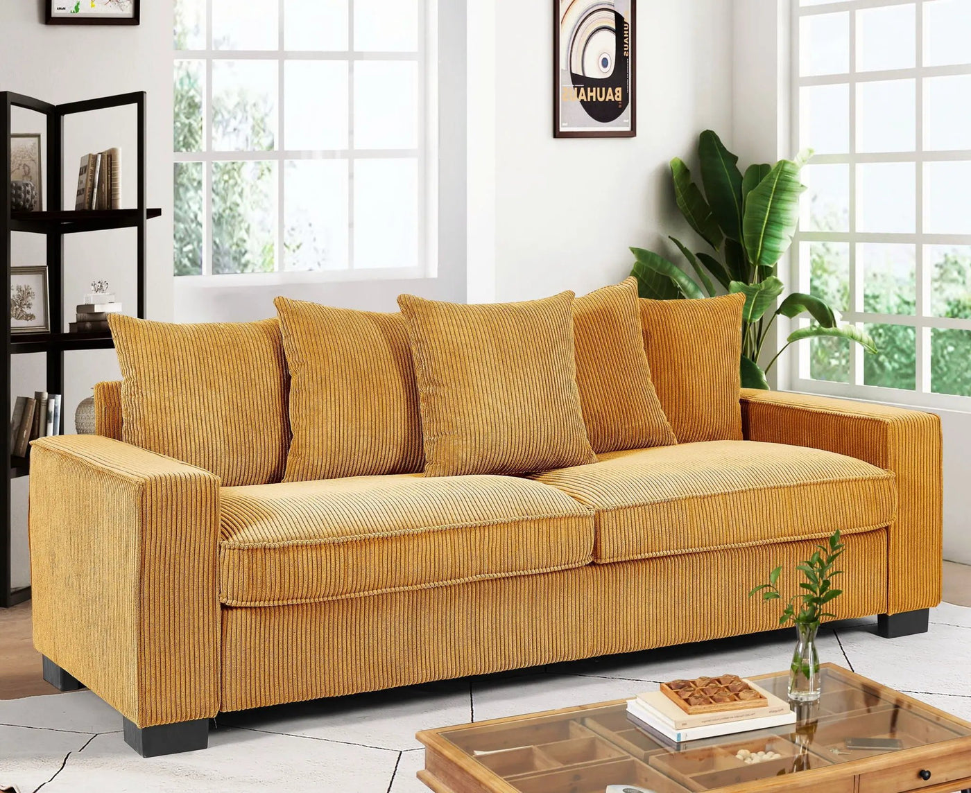 Luxe Sofa With 5 Matching Toss Pillows, Sleek Design, Spacious And Comfortable 3 Seater Couch by Unique Piece Furniture