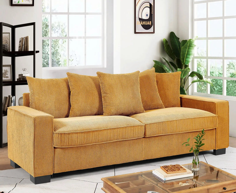 Luxe Sofa With 5 Matching Toss Pillows, Sleek Design, Spacious And Comfortable 3 Seater Couch by Unique Piece Furniture