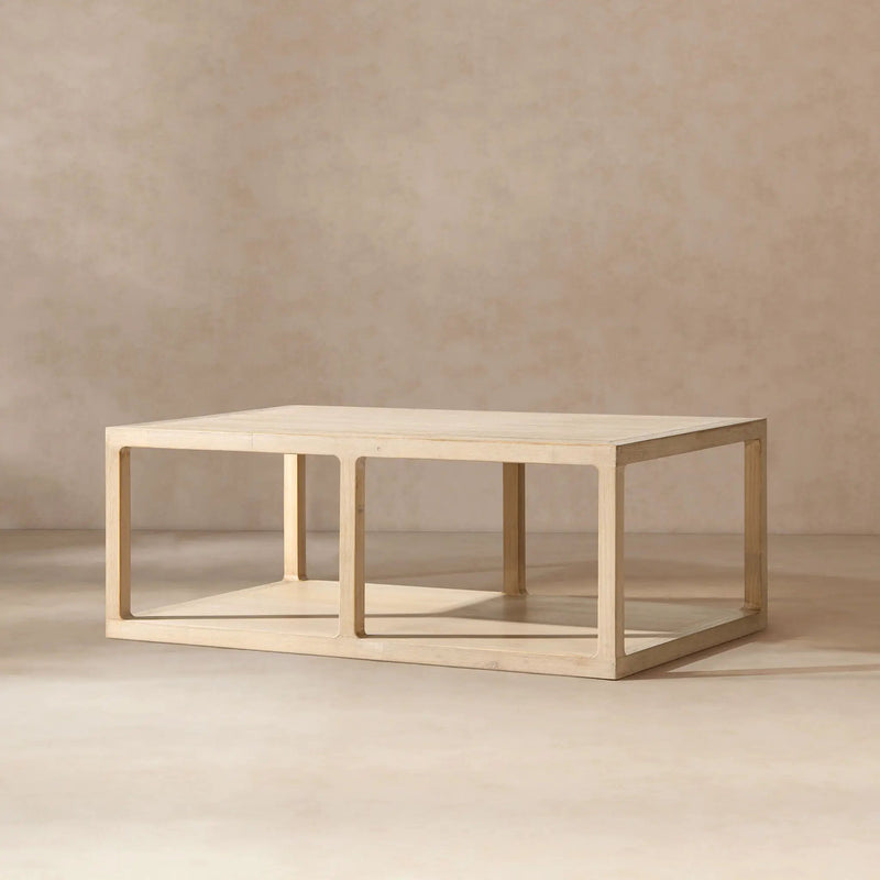 Ellis - Open Frame Coffee Table With Lower Shelf - Natural by HouseOfZazla