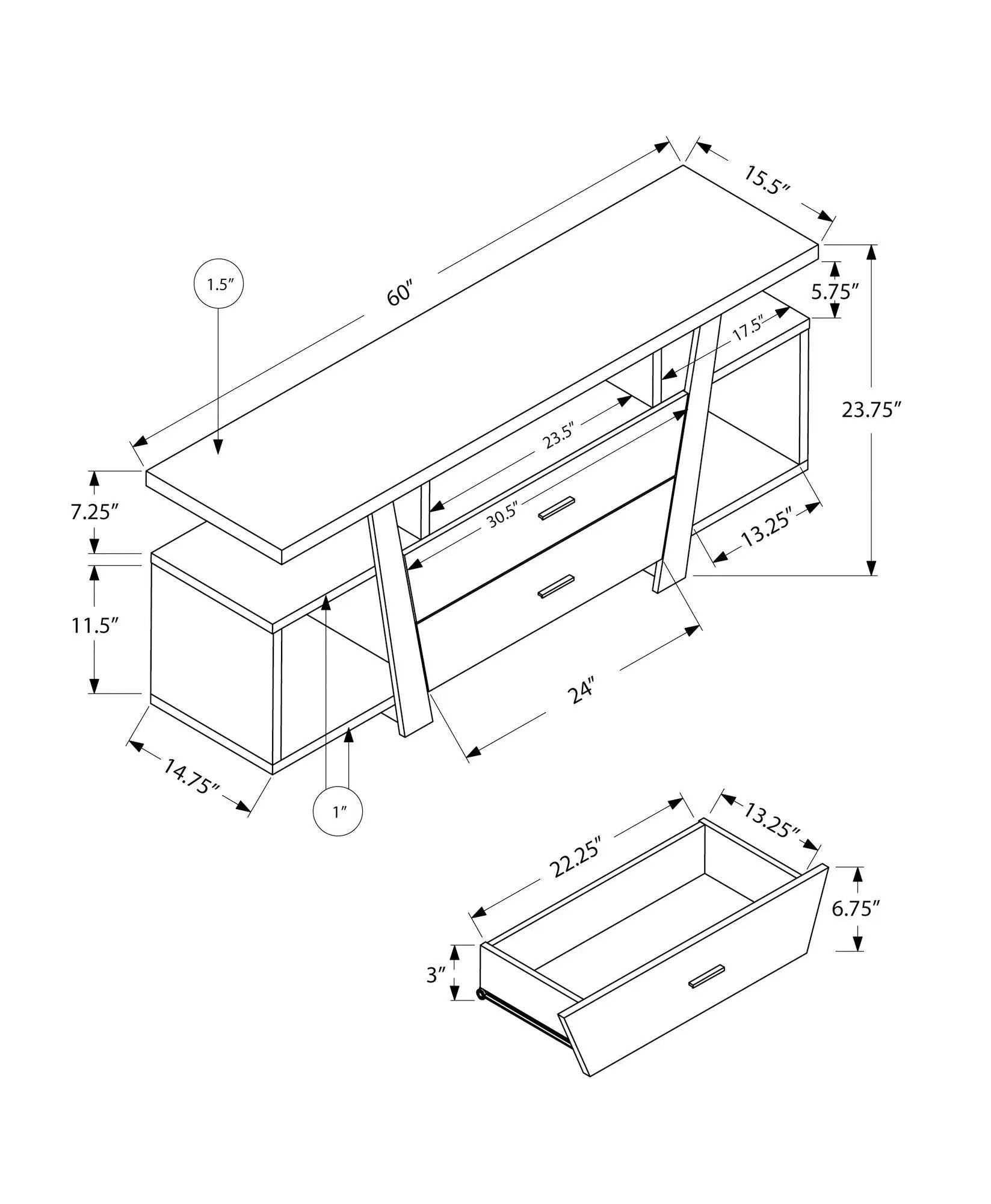 TV Stand, Console, Media Entertainment Center, Storage Drawers, Contemporary & Modern - Taupe by Unique Piece Furniture