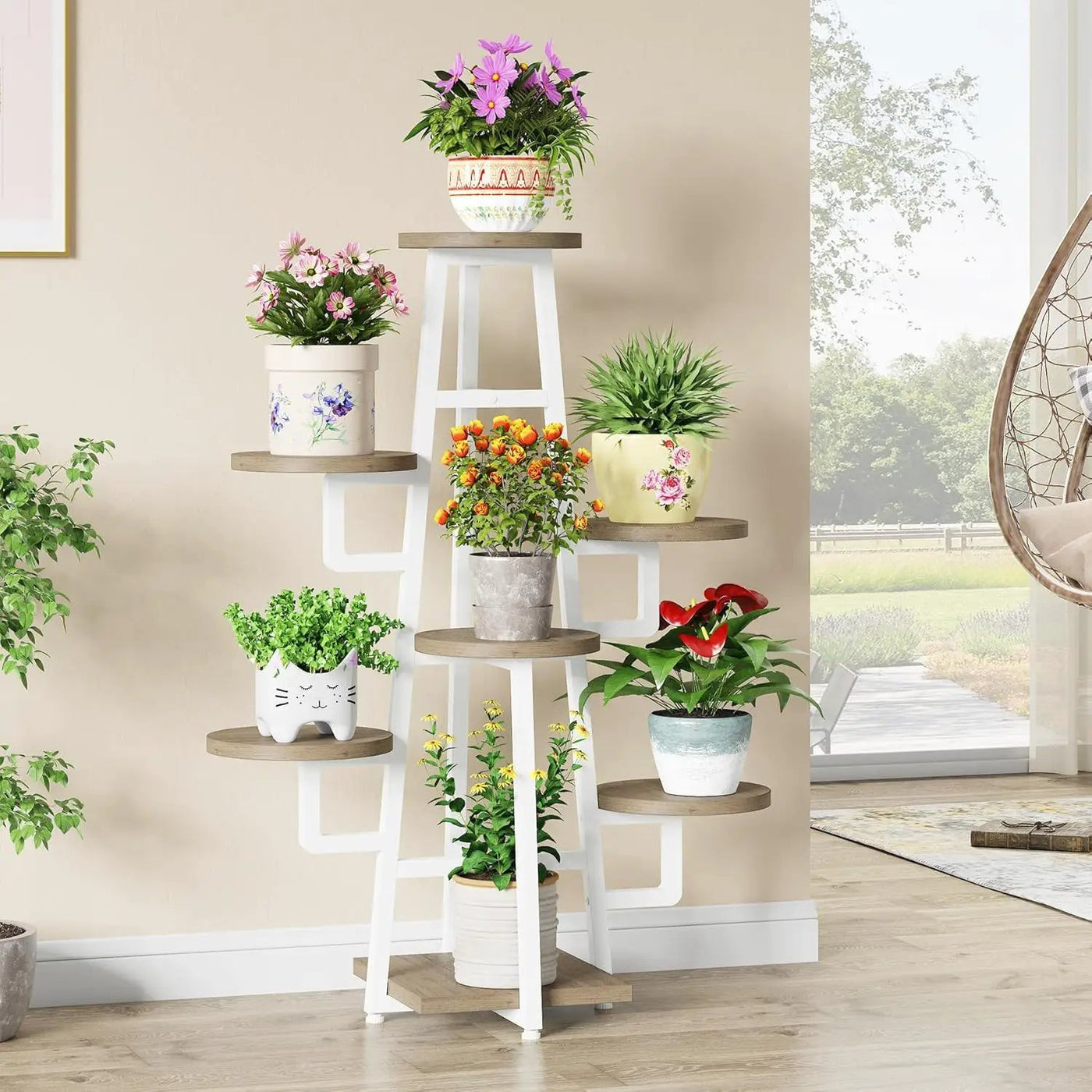 7 Tier Corner Plant Shelf With High Low Design For Living Room by HouseOfZazla