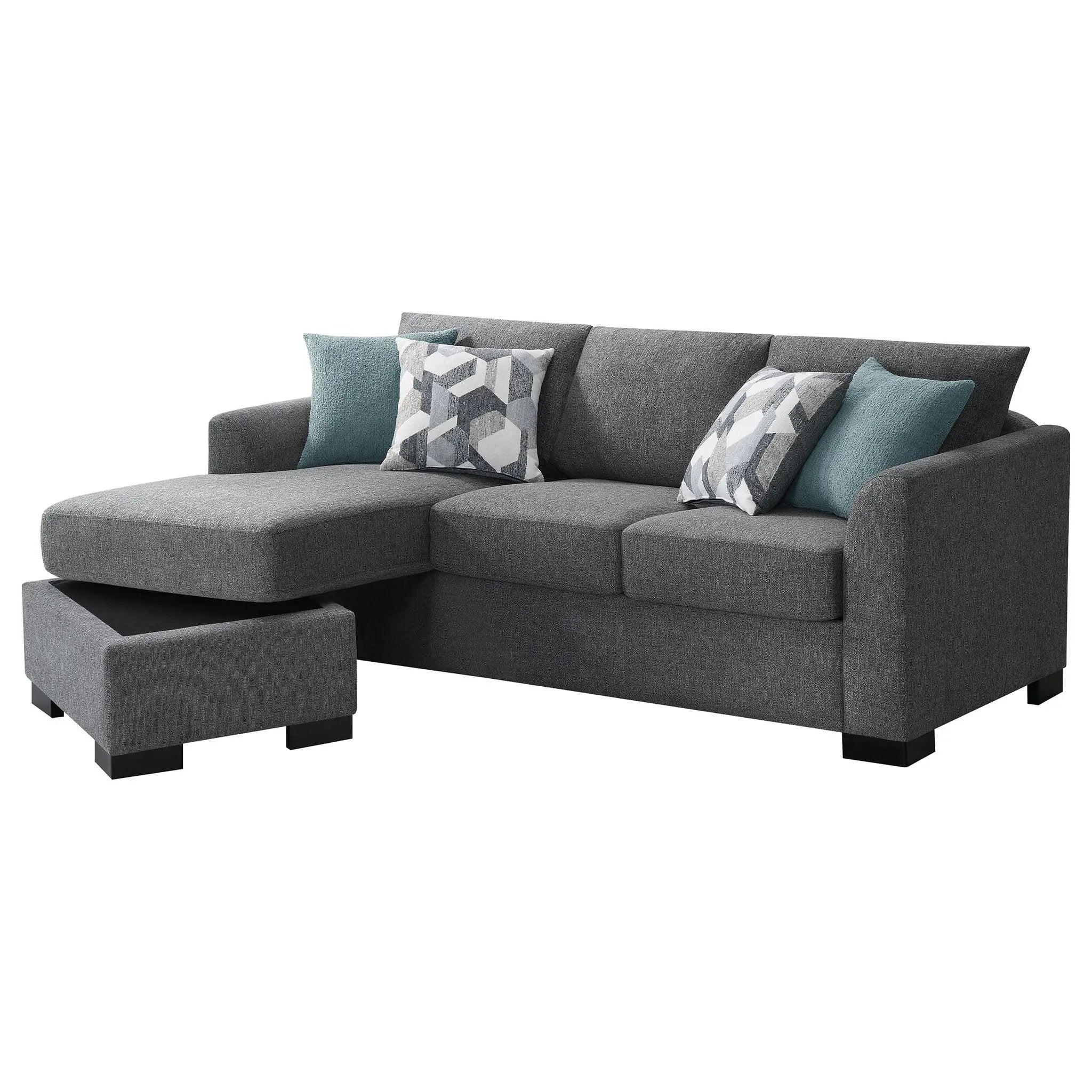 Storey Upholstered Sleeper Sectional Chaise Sofa Grey by Unique Piece Furniture