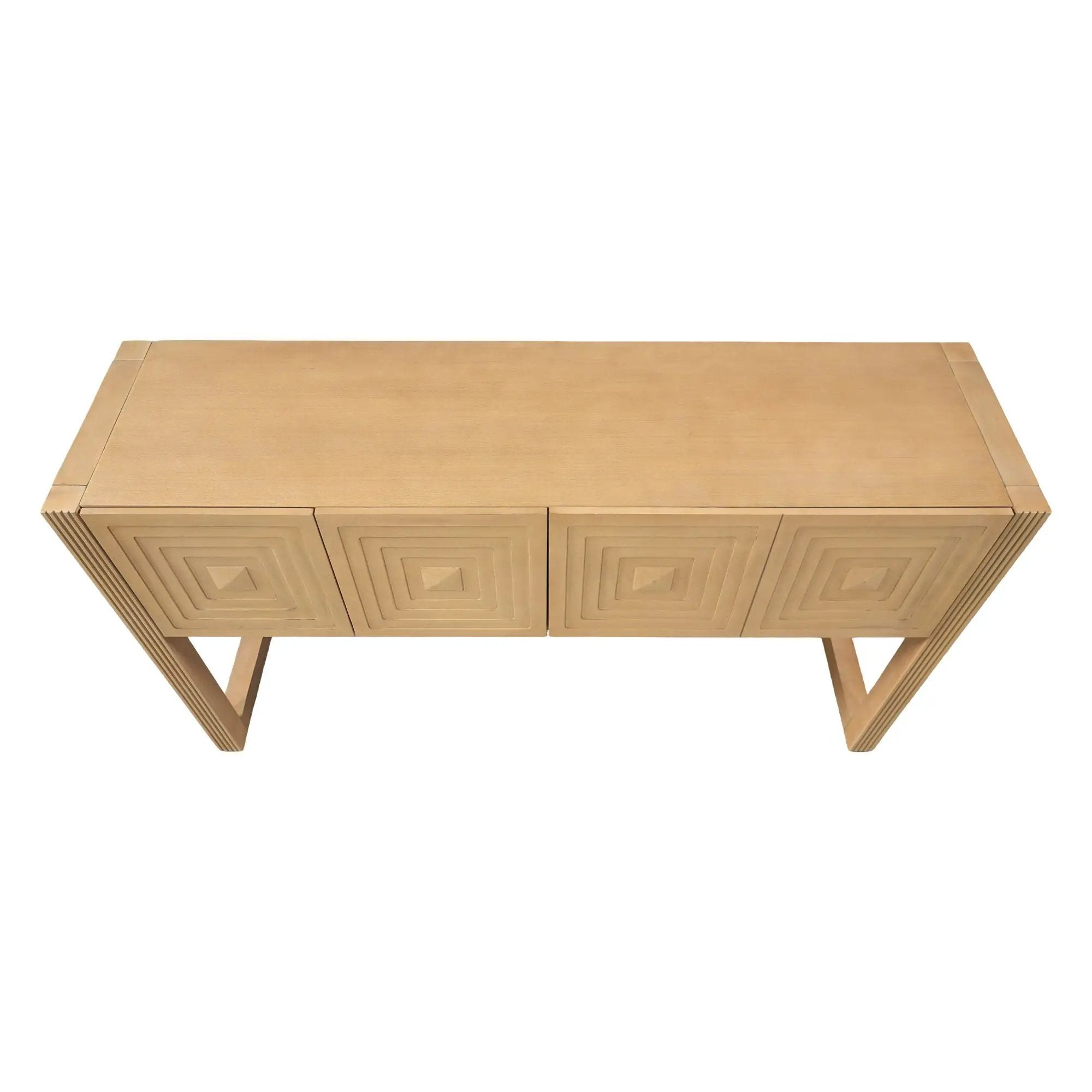 Geometric Carved Console Table With 3 Soft Close Drawers by HouseOfZazla