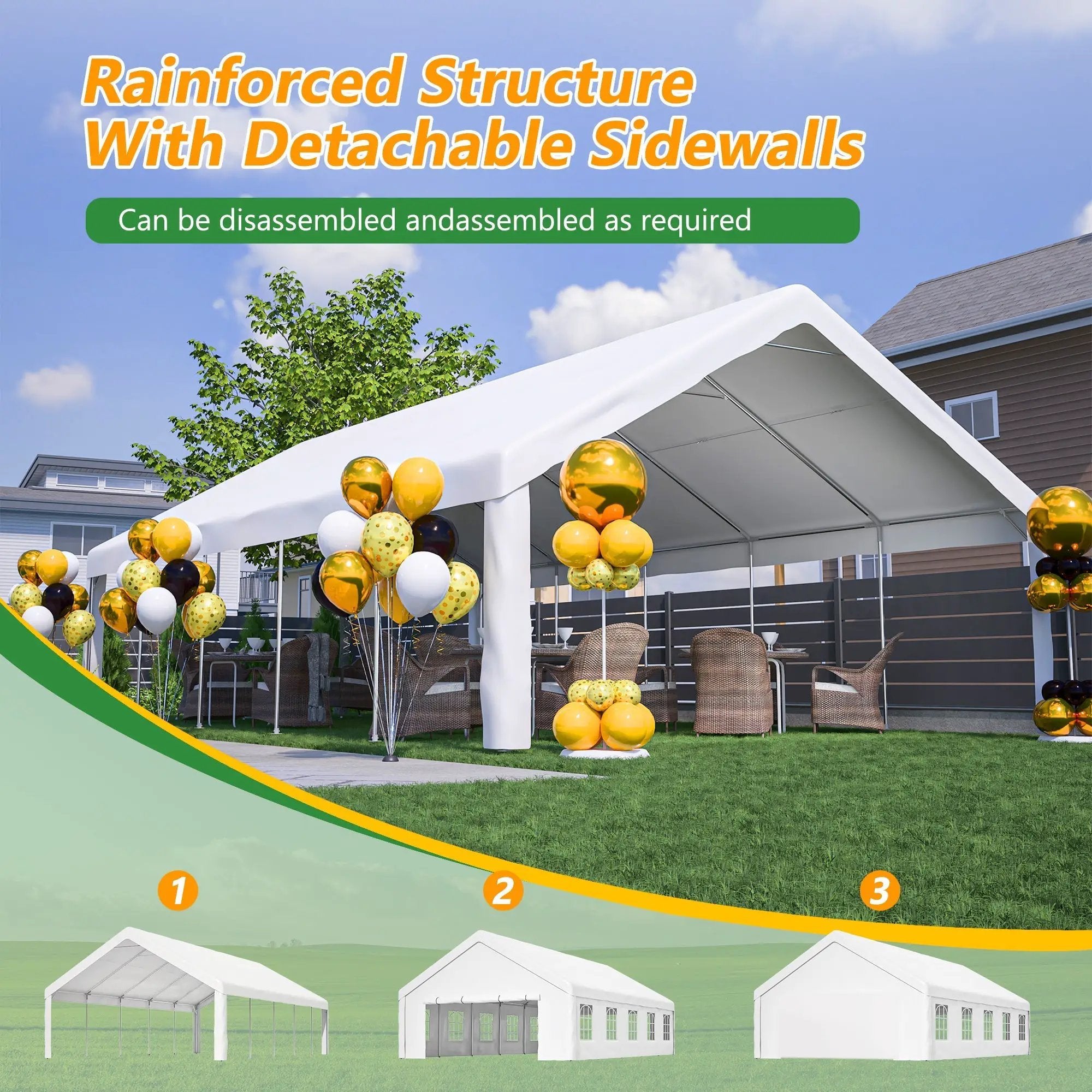 20x32 FT Party Tent with Removable Sidewalls & Storage Bags by HouseOfZazla