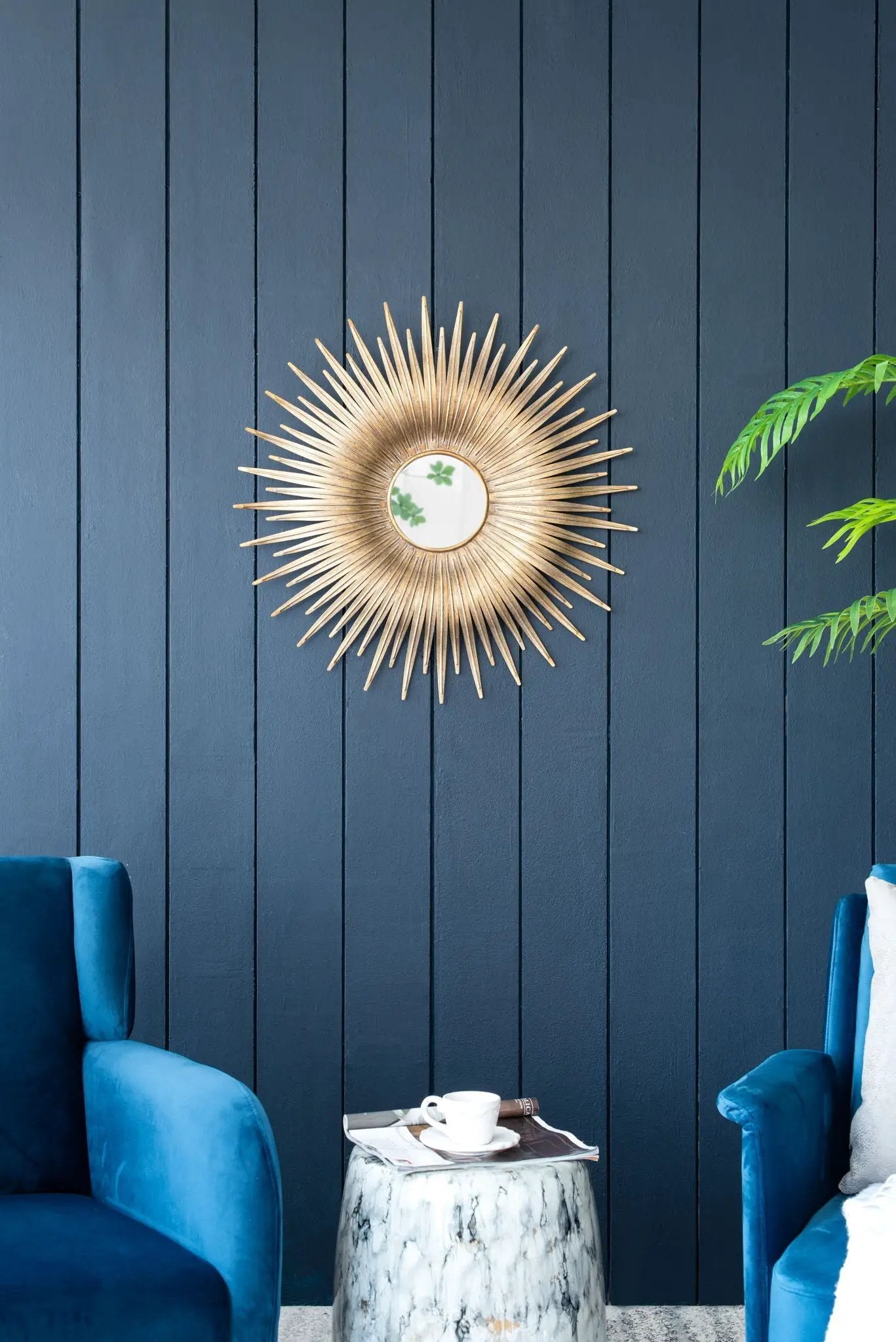 Retro DesignSunburst Metal Wall Mirror Decorative Mirror For A Bedroom Dressing Room, Hallway Or Living Space - Gold by Unique Piece Furniture