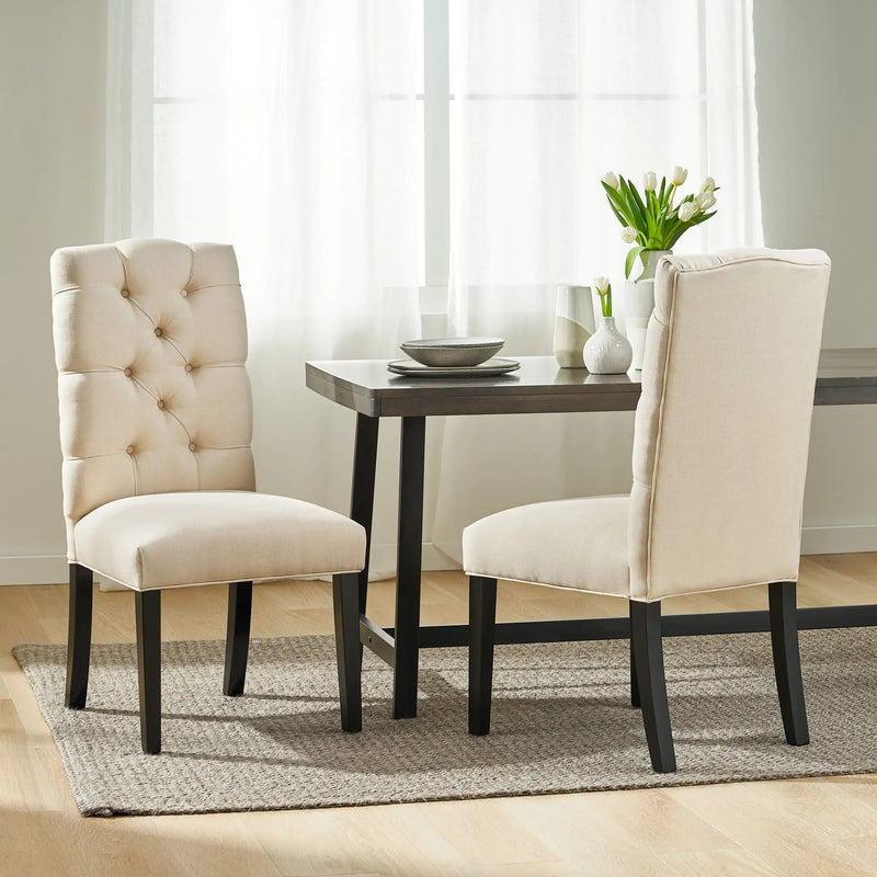 Harding Tufted Dining Chair Set of 2 - Natural by HouseOfZazla