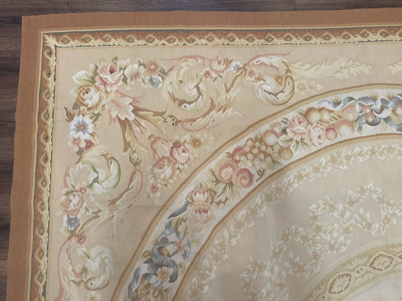Aubusson Rug 9x12, French European Design, Floral, Elegant by Jewel Rugs