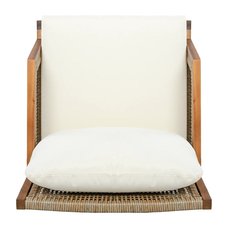 Acacia Wood Patio Furniture Club Chair with Outdoor Wicker by HouseOfZazla