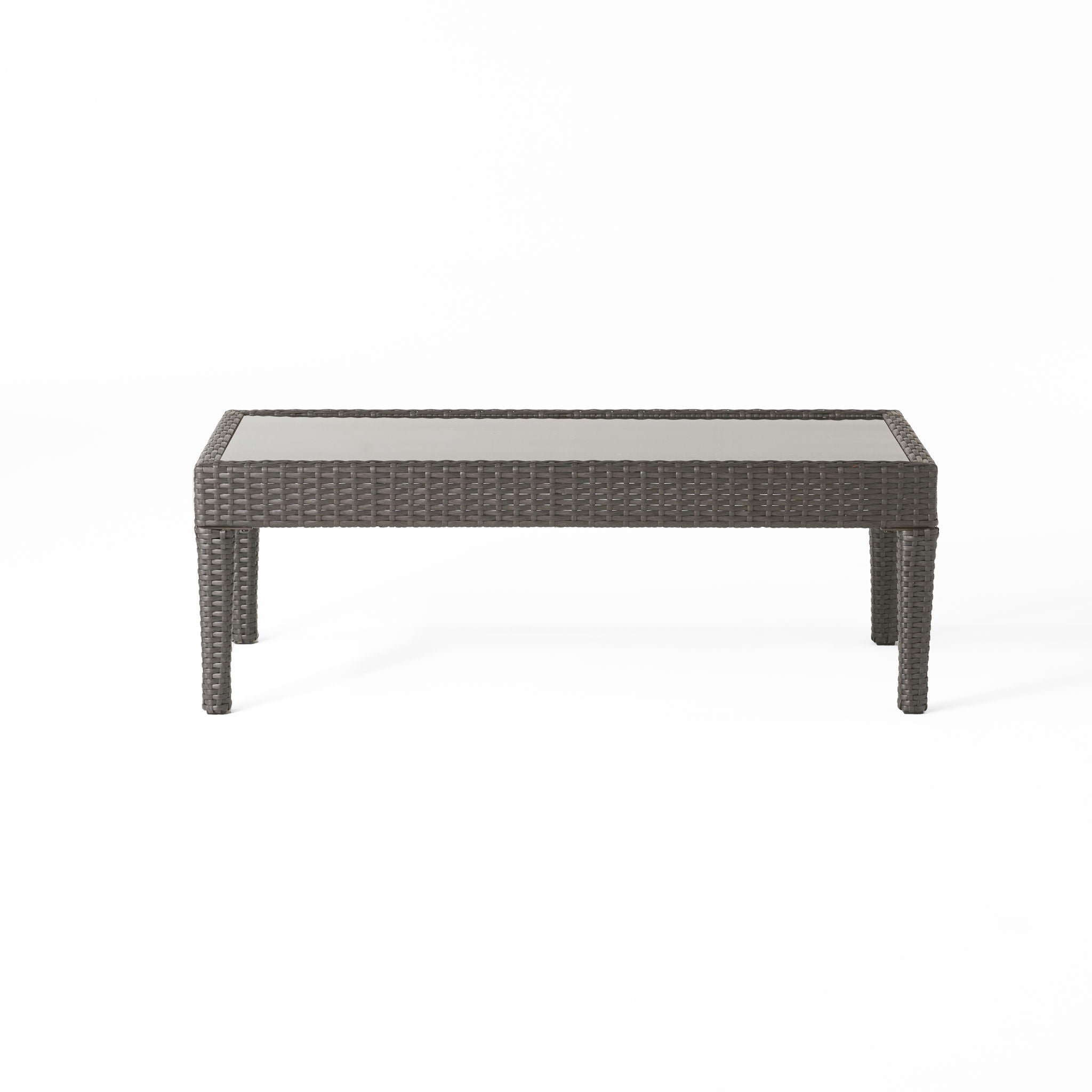 Contemporary Antibes Loveseat & Table Set Outdoor - Gray by HouseOfZazla