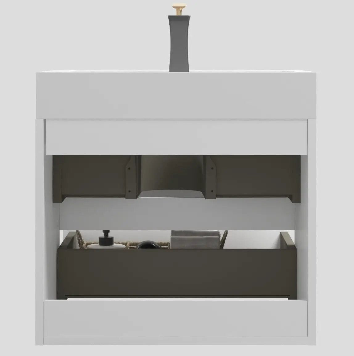 Alice - Bathroom Vanity With Large Storage, Sink Wall Mounted Floating Bathroom Vanity For Modern Bathroom, One-Piece Sink Basin Without Drain And Faucet by HouseOfZazla