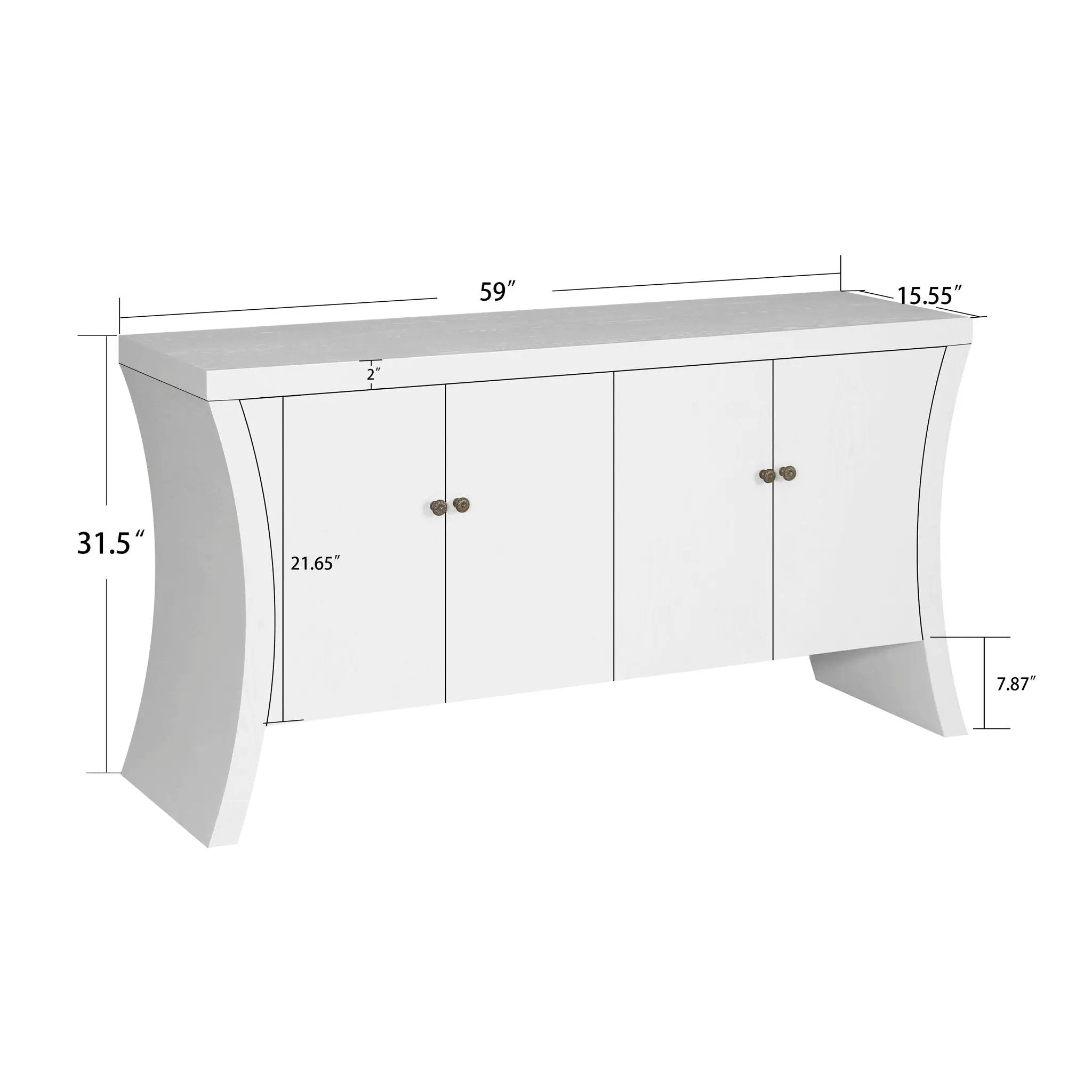 Refined Industrial 4 Door Credenza With Arc Legs & Clasps by Unique Piece Furniture