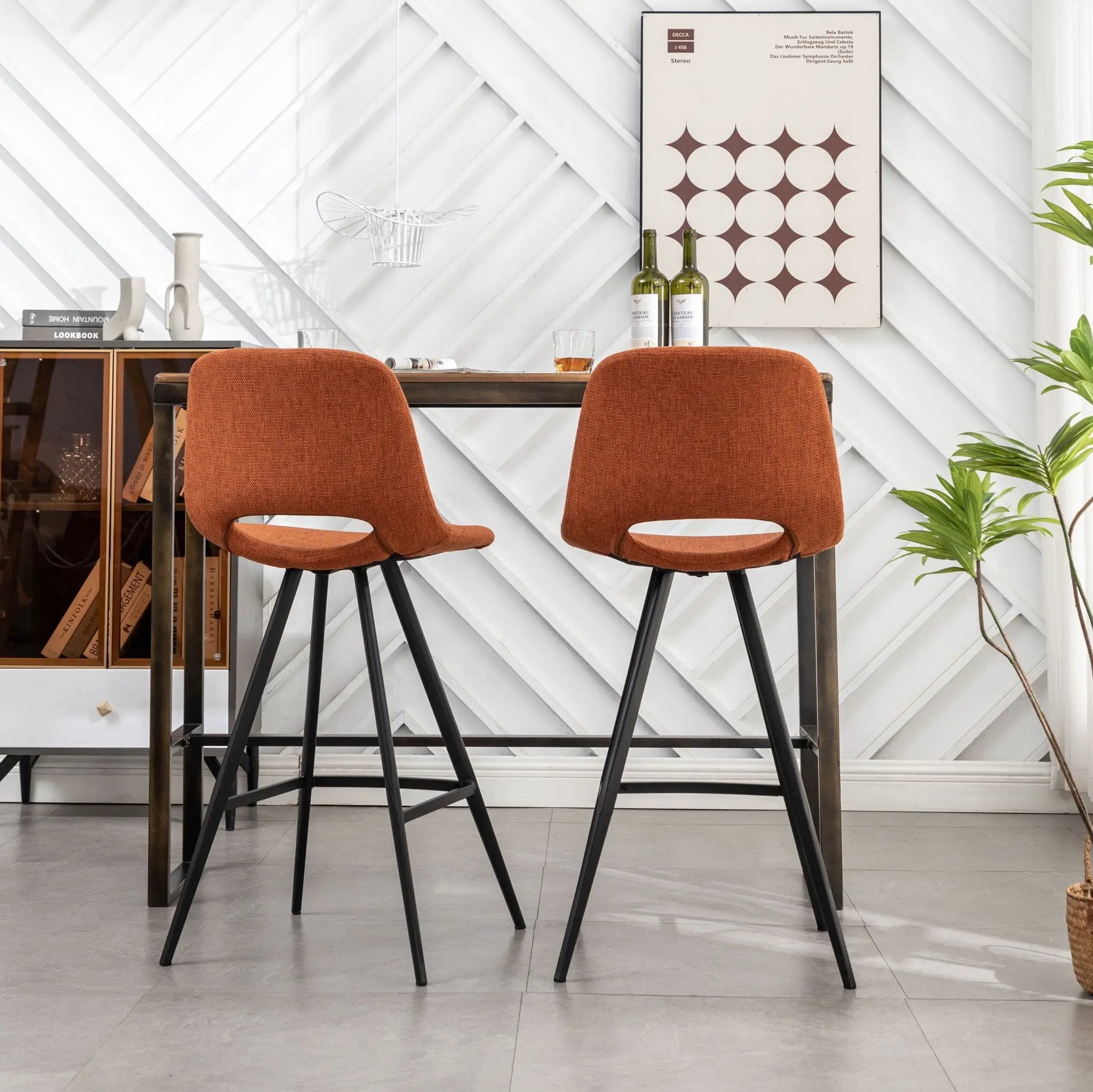 Porth - 28.25" Fabric Kitchen Counter Height Stools (Set of 2) - Orange by Unique Piece Furniture