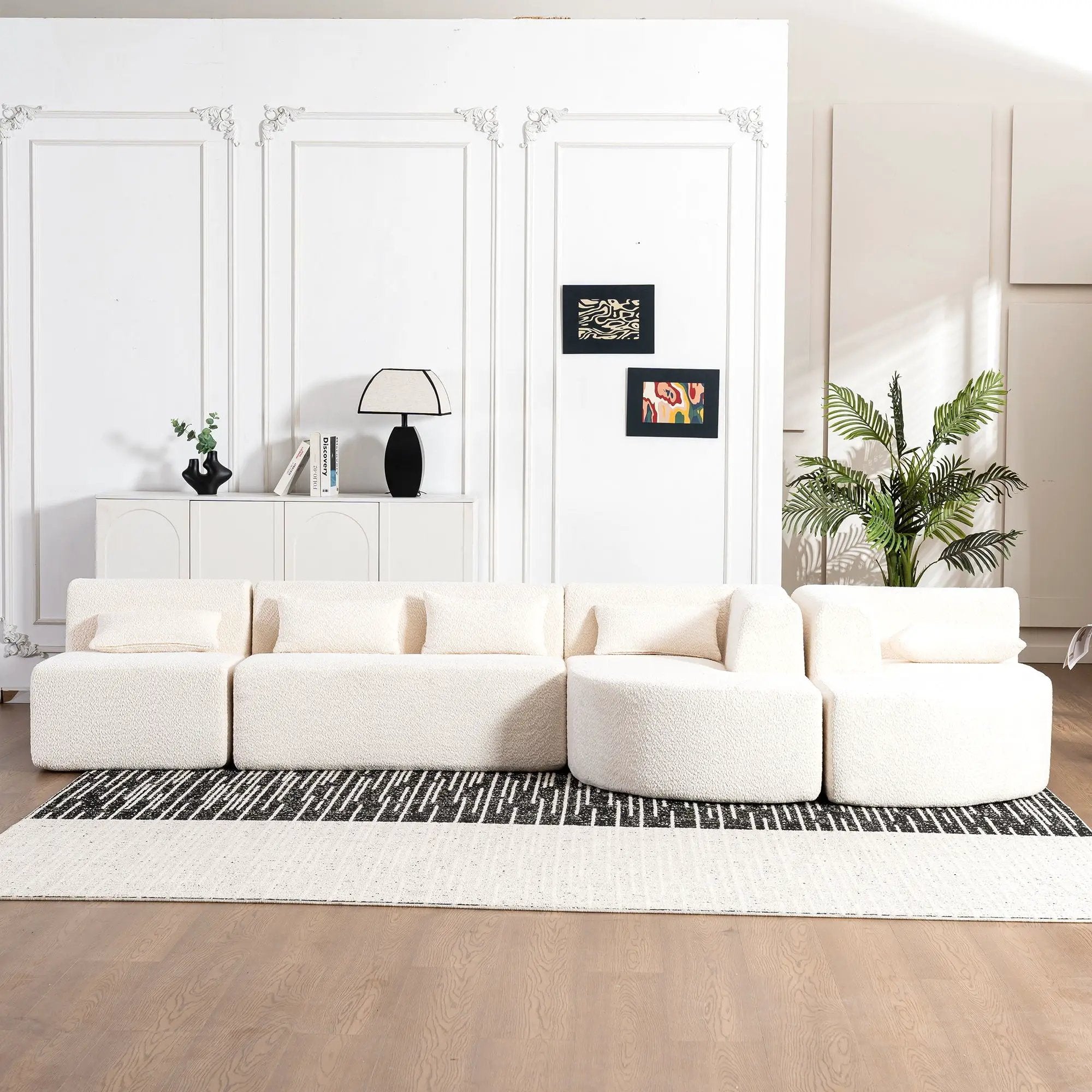 Upholstered Sofa Free Combined Sofa Couch With 2 Chaise Lounge And Five Back Pillows For Living Room by HouseOfZazla