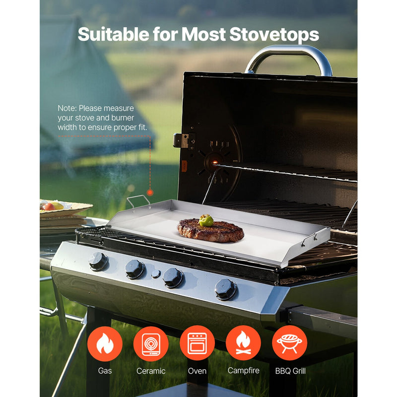 36x22 in Flat Top Griddle Stainless Steel Universal BBQ Grill Pan Cookware by HouseOfZazla