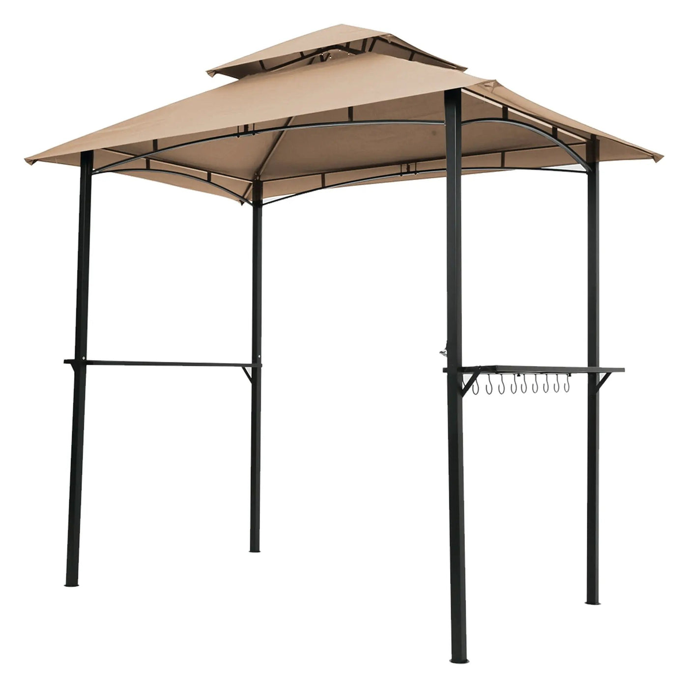 Outdoor Grill Gazebo With Double Tier Soft Top Canopy, Steel Frame, Bar Counters & Hook by Unique Piece Furniture