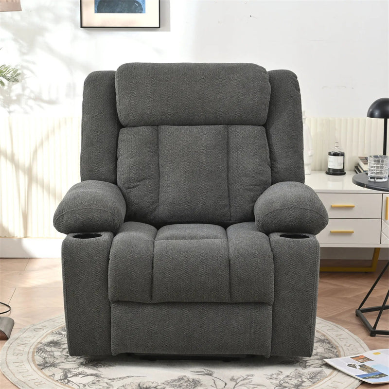 Power Lift Recliner Chair With Extended Footrest, Remote Control, Cup Holders, And Side Pockets by HouseOfZazla