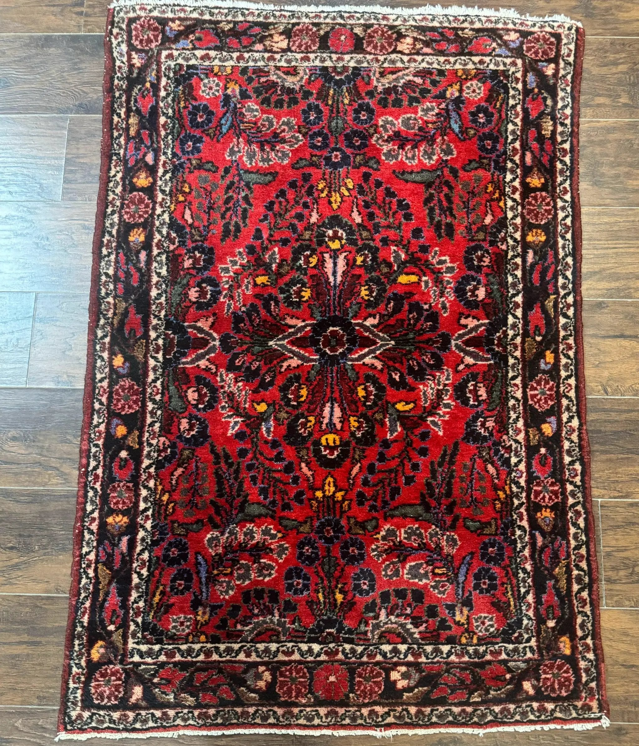 Persian Rug 3x5, Red Tribal Rug, Semi Antique, Wool Rug 3 x 5, Persian Hamadan Rug by Jewel Rugs