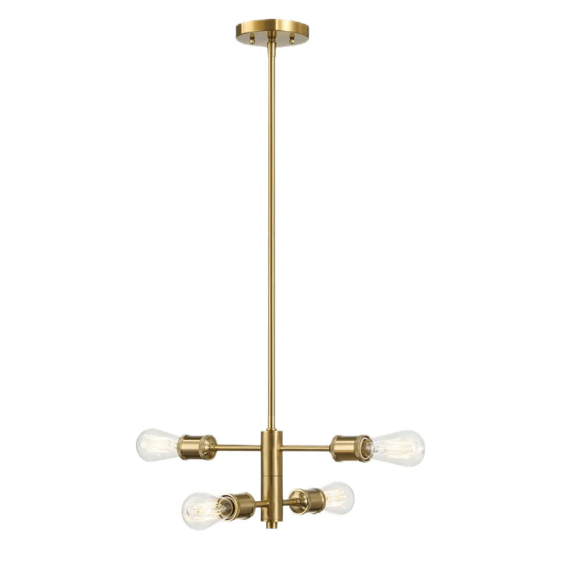 Trellis - 4 Lights Modern Gold Chandelier Vintage Pendant Fixture For Living Room - Clear / Gold by HouseOfZazla
