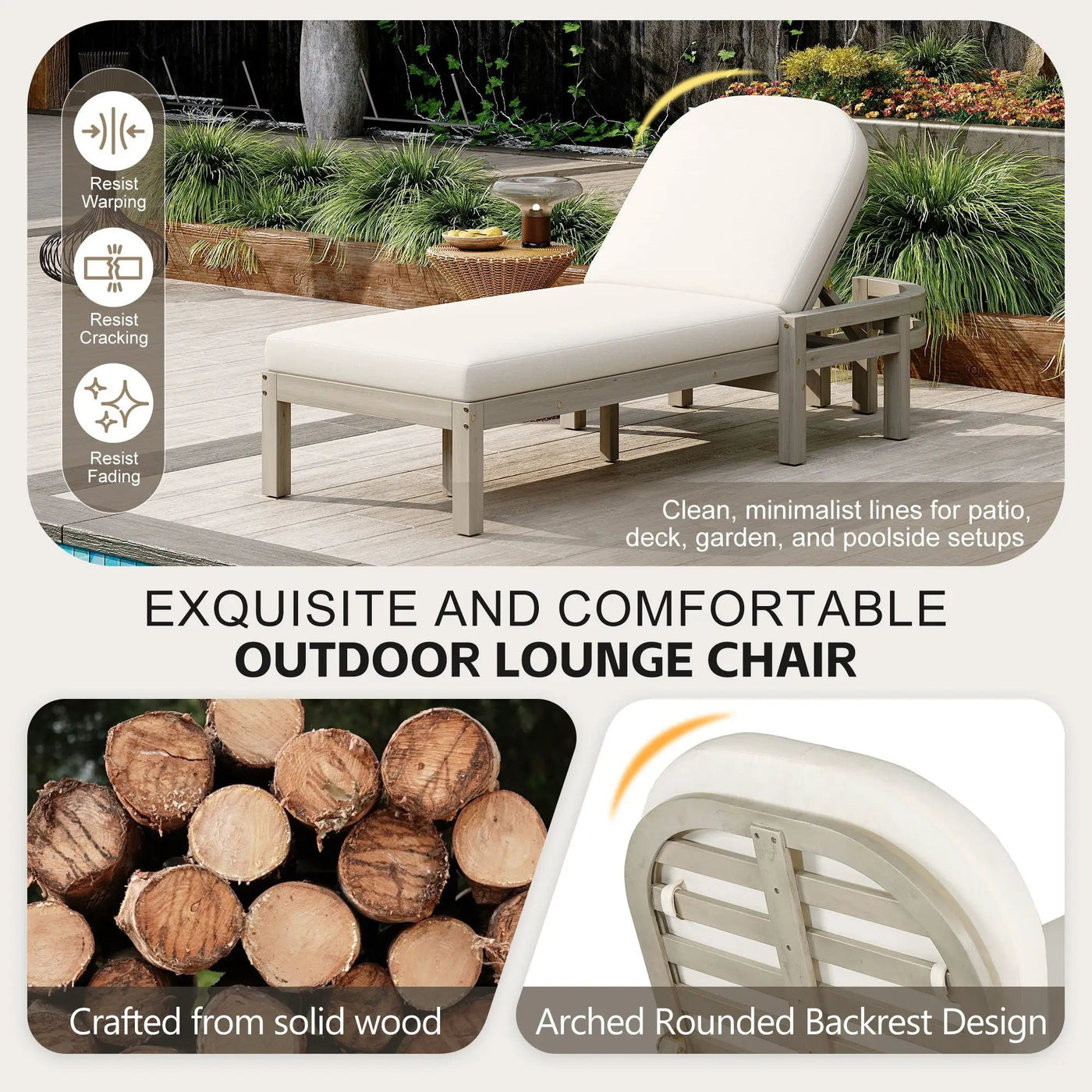 Outdoor Chaise Lounge With 5 Position Adjustable Backrest (Set of 2) by Unique Piece Furniture