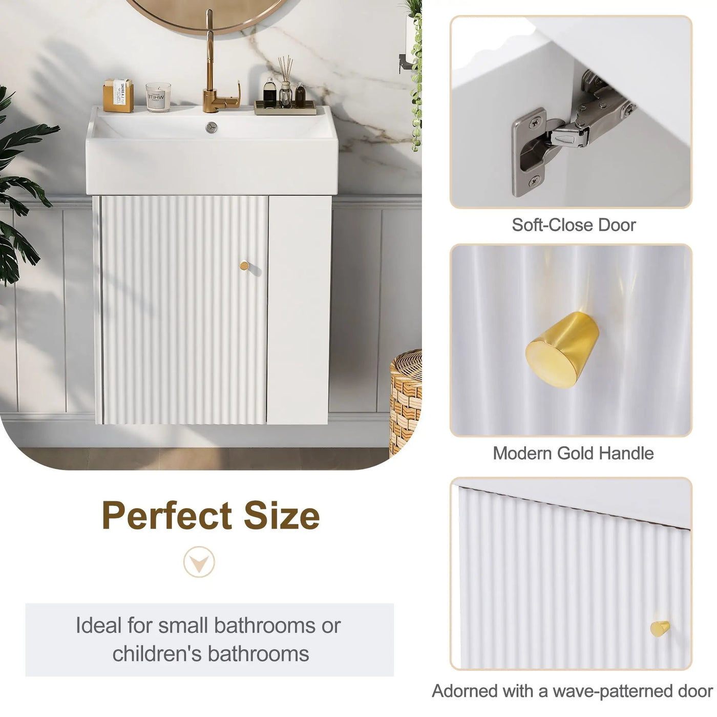 Modern Floating Bathroom Vanity With Ceramic Basin Perfect For Small Bathrooms by Unique Piece Furniture