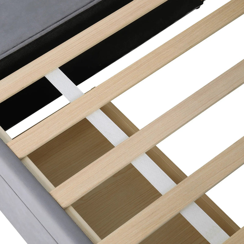 L Shaped Upholstered Platform Bed With Storage And Drawers by HouseOfZazla