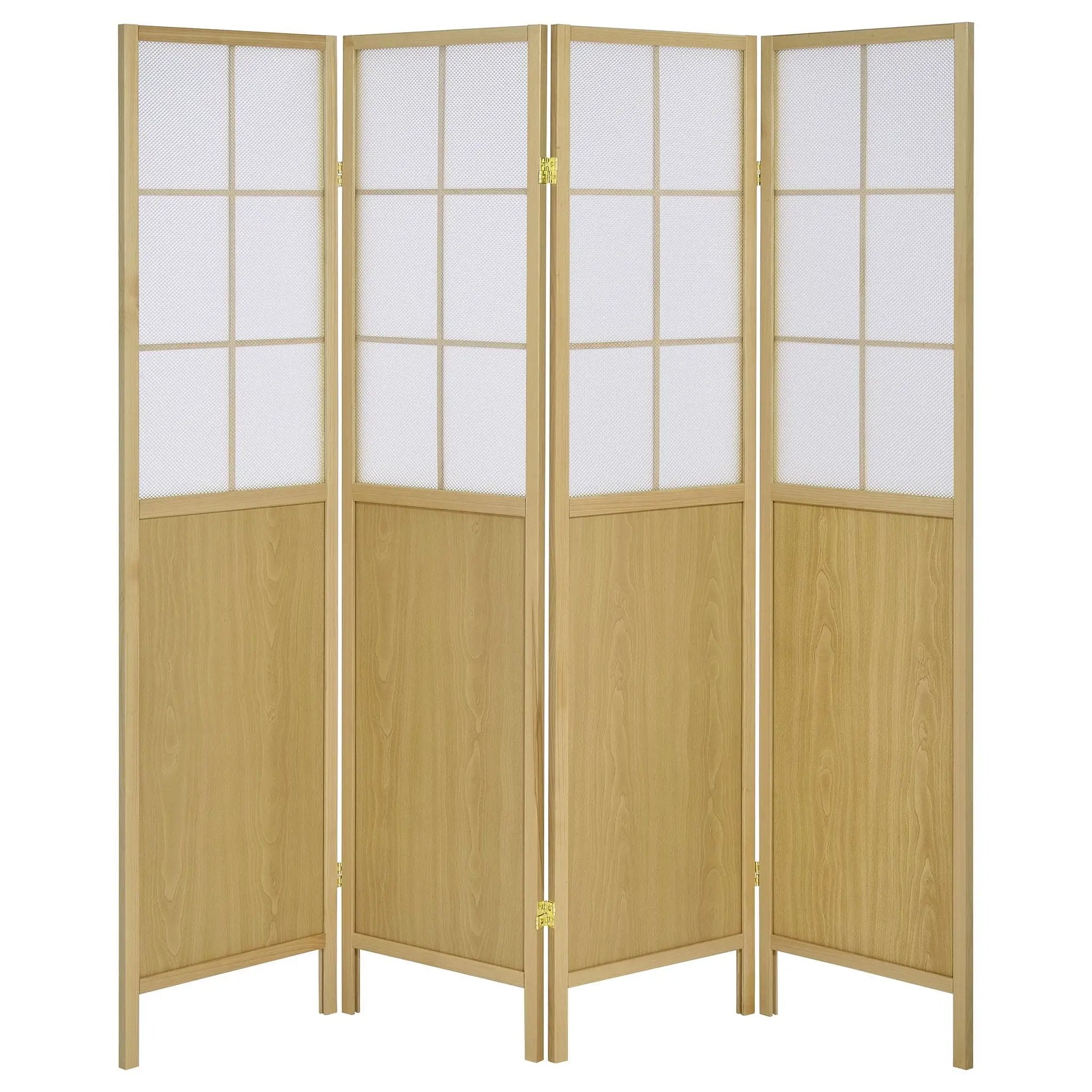 Edwards 4-Panel Room Divider Folding Shoji Screen Natural by Unique Piece Furniture