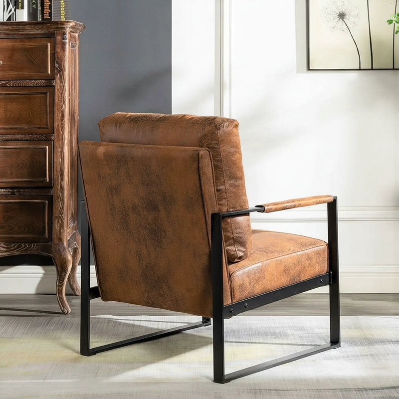 Classic Mid Century Modern Accent Chair With Durable Square Metal Frame, Armchair by HouseOfZazla