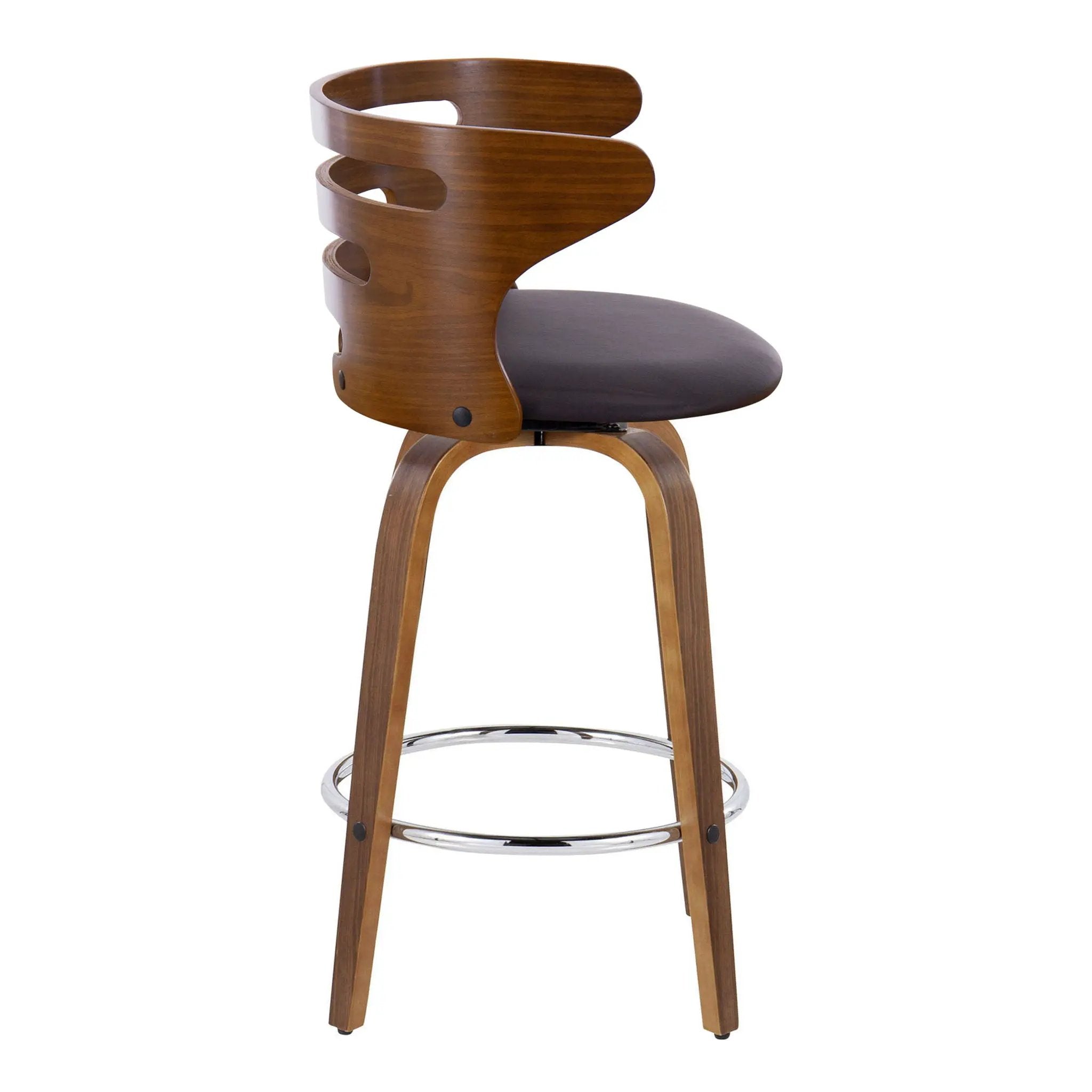 Cosini - Mid Century Modern Fixed Height Barstool With Swivel With Round Footrest (Set of 2) by HouseOfZazla