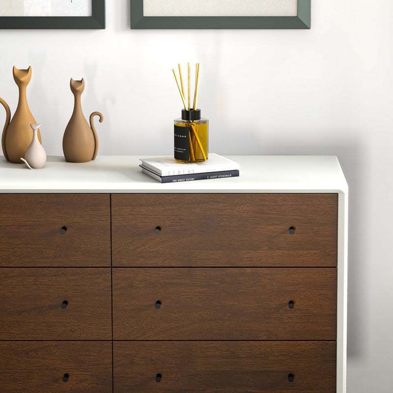 Dresser 6 Drawer - Dark Brown / White by HouseOfZazla