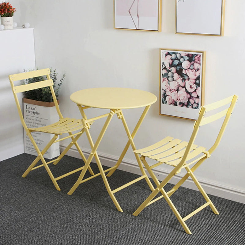 3 Piece Patio Bistro Set Of Foldable Round Table And Chairs by HouseOfZazla
