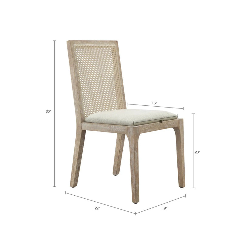 Dining Chair With Synthetic Cane Back And Upholstered Seat (Set of 2) - Natural by Unique Piece Furniture