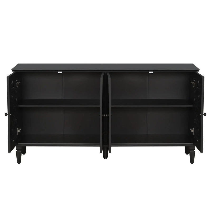 60" Antique Buffet Cabinet with Floral Carvings by HouseOfZazla