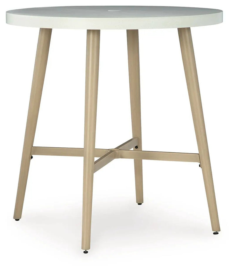 Seton Creek - Round Bar Table With Umbrella Option - Beige by Unique Piece Furniture