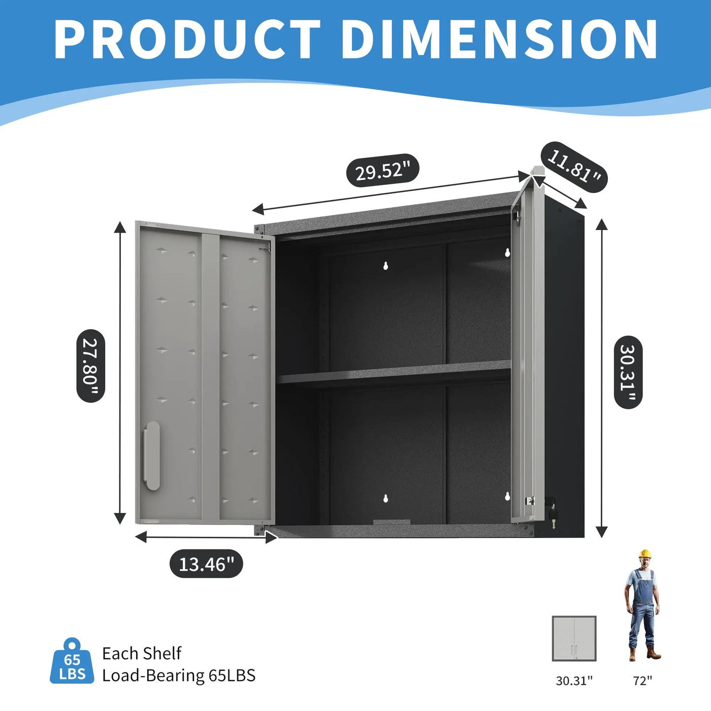 Metal Wall Mounted Tool Storage Cabinet With 2 Locking Doors, Adjustable Shelf, And Drawer by HouseOfZazla